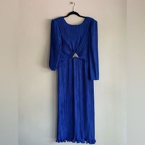 Vintage 1980 George F Couture Blue Crinkle Gown